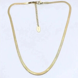 TAYLOR 4mm Flat Dainty Snake Chain Gold Necklace | 18k Gold Plated Layering